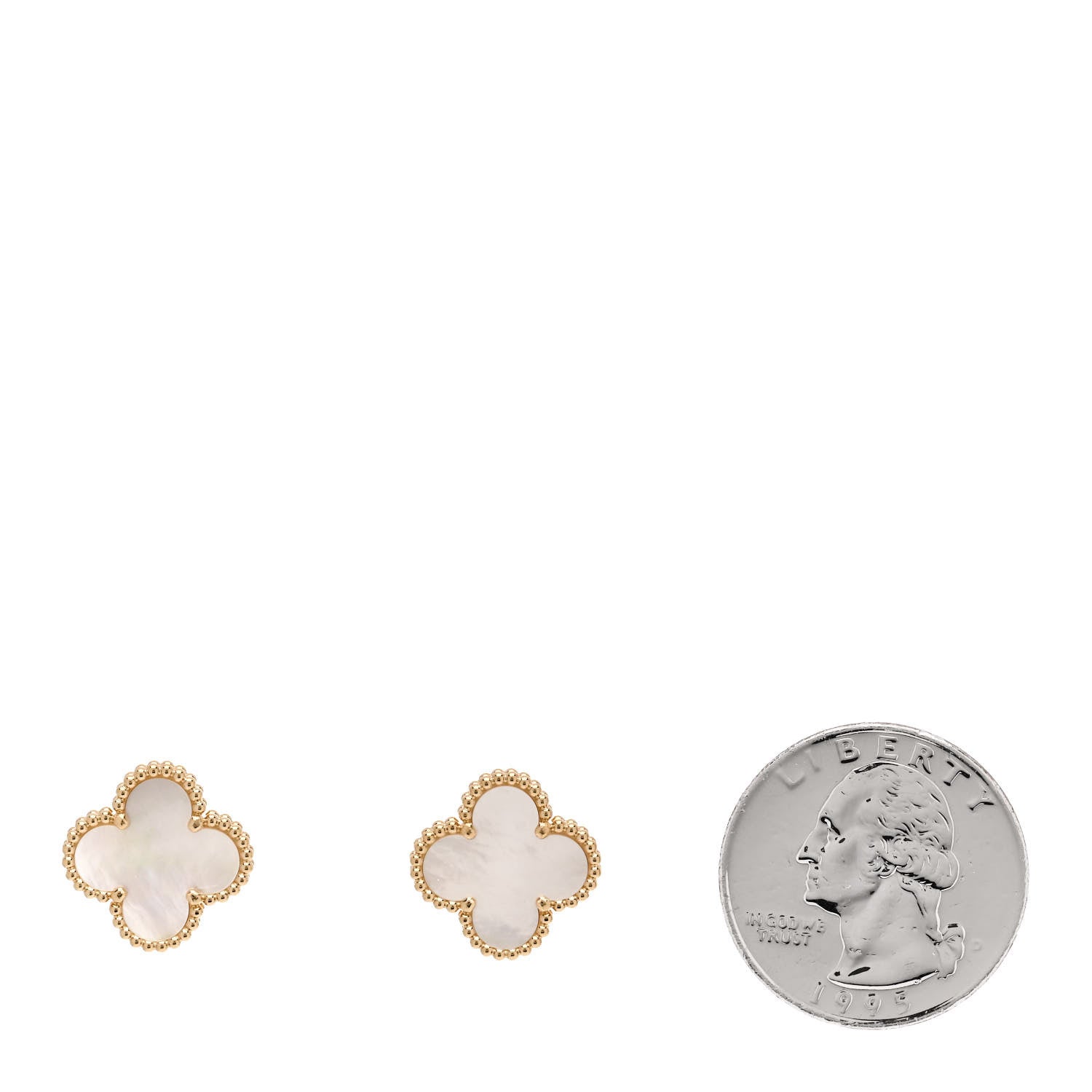 Van Cleef & Arpels 18K Yellow Gold Mother of Pearl Vintage Alhambra Earrings 2 of 5