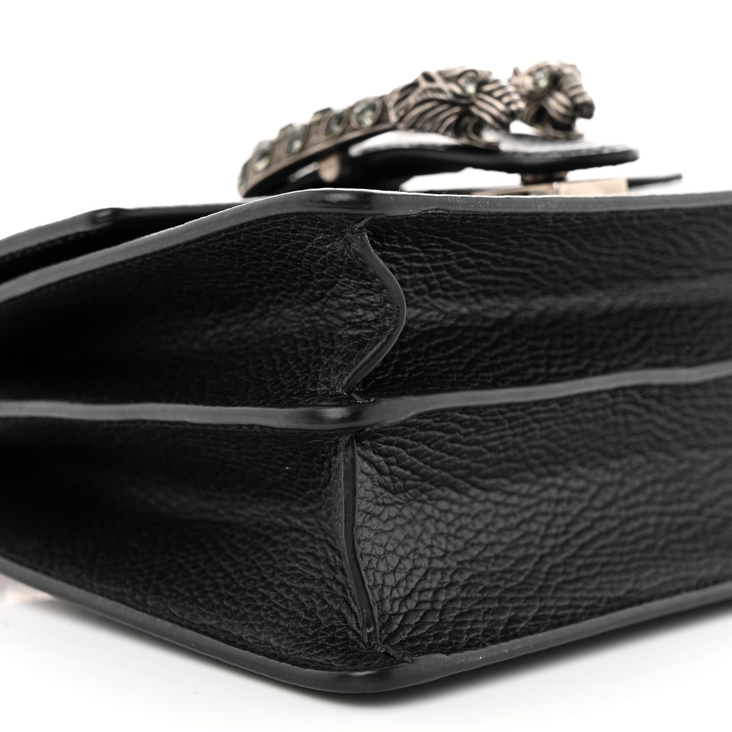 Dollar Calfskin Crystal Web Mini Dionysus Bamboo Top Handle Bag Black Black Diamond