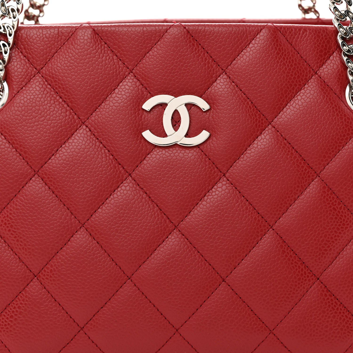 Chanel Caviar Quilted Bijoux Chain Shopping Tote Red 10 of 16