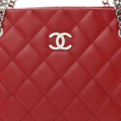 Chanel Caviar Quilted Bijoux Chain Shopping Tote Red 10 of 16