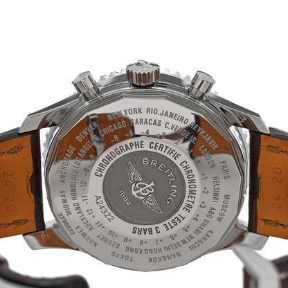 Breitling Stainless Steel Alligator 46mm Navitimer 1884 Limited Edition Chronograph Automatic Watch Black A24322 4 of 5