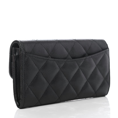 Chanel Caviar Quilted Medium Gusset Flap Wallet Black 2 of 4