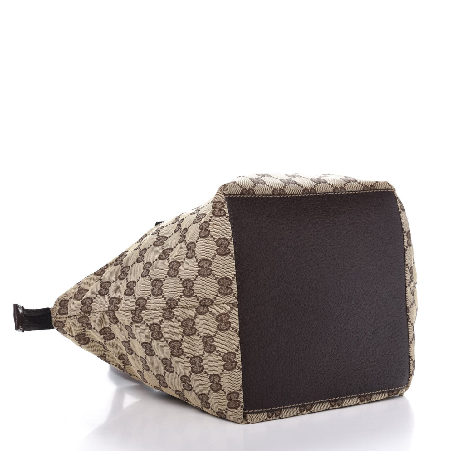GG Monogram Small Web Handle Bucket Tote Dark Brown