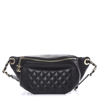 Chanel Lambskin Quilted Waist Bag Fanny Pack Black 1 of 10