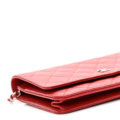 Chanel Caviar Quilted Wallet On Chain WOC Dark Red 10 of 11