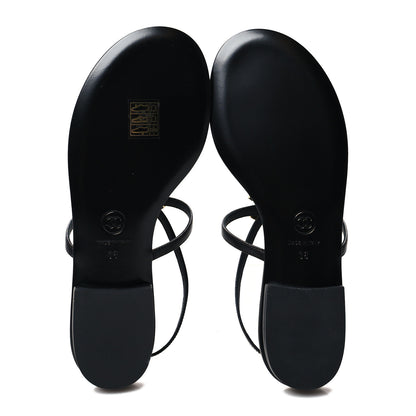 Chanel Lambskin Pearl CC Thong Sandals 36 Black Gold 5 of 7