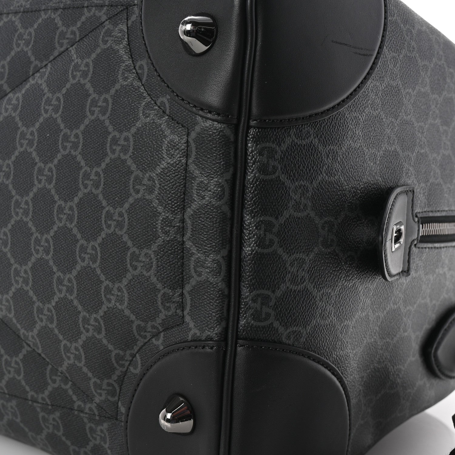 Gucci GG Supreme Monogram Calfskin GG Emblem Medium Duffle Bag Black 9 of 9