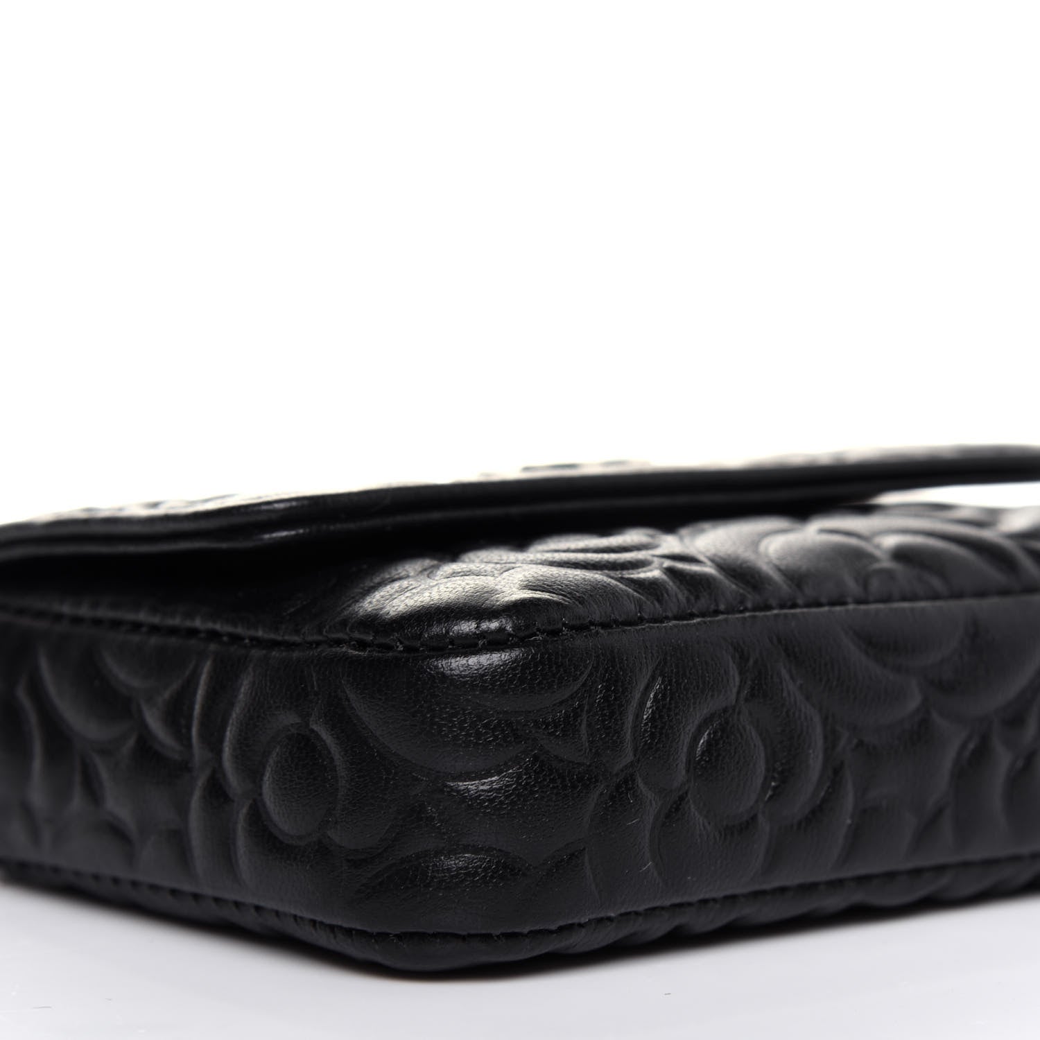 Chanel Lambskin Camellia Embossed Chain Belt Bag Black 9 of 14