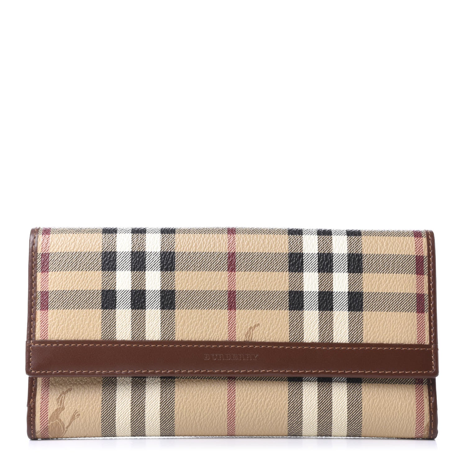 Burberry Haymarket Check Continental Wallet Brown 1 of 10