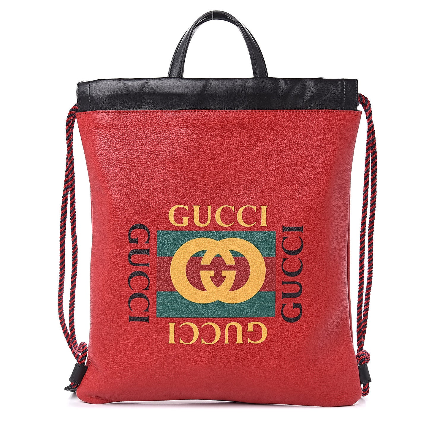 Calfskin Mens Logo Drawstring Backpack Red