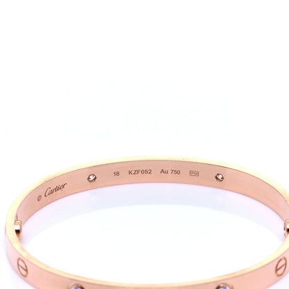 Cartier 18K Pink Gold 4 Diamond LOVE Bracelet 18 4 of 8