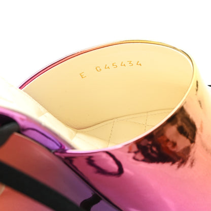 Chanel Laminated Calfskin Grosgrain Cap Toe CC Wedge Pumps 40 Pink Orange Yellow Black 9 of 10