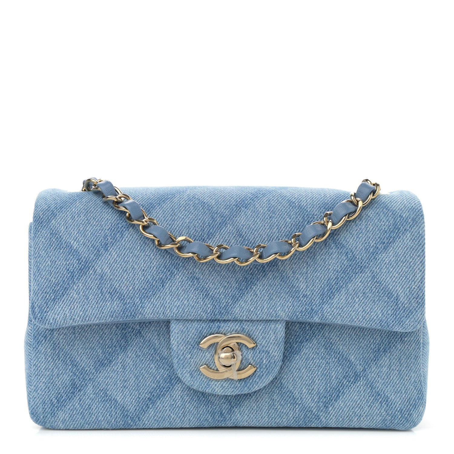 Chanel Printed Denim Quilted Mini Rectangular Flap Light Blue 1 of 9