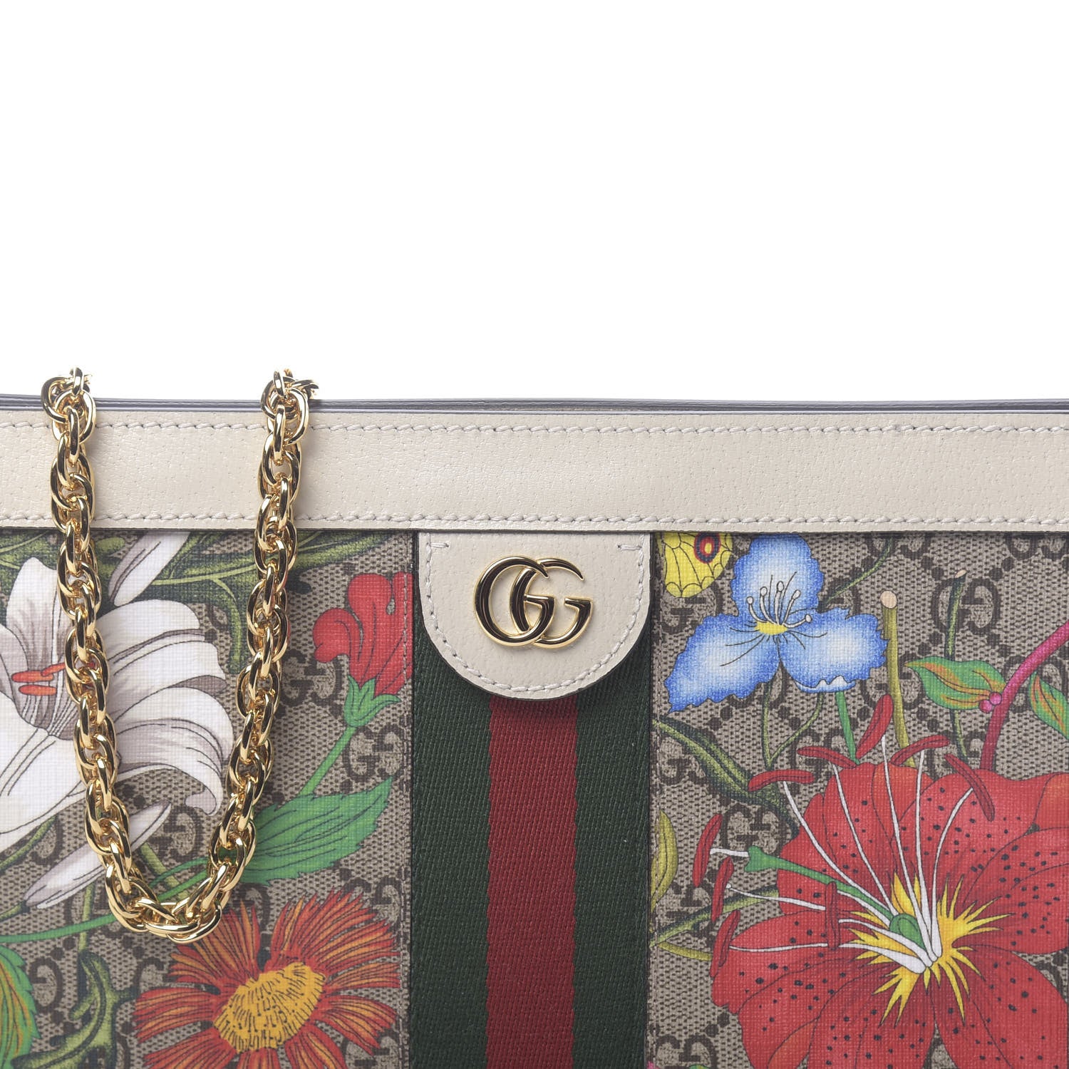 Gucci GG Supreme Monogram Flora Web Small Ophidia Chain Shoulder Bag White 10 of 10