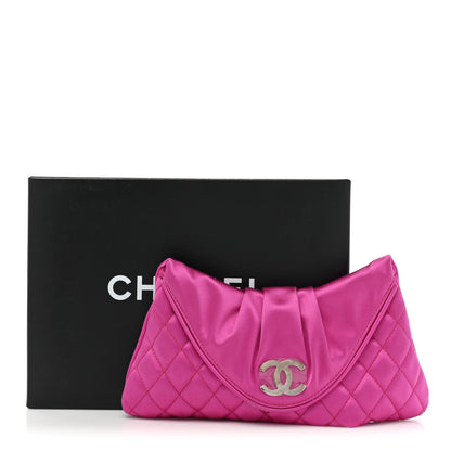 Chanel Satin Quilted Flap Clutch Fuchsia 12 of 12