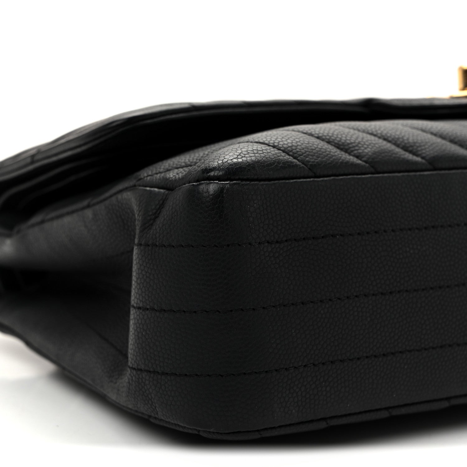 Chanel Matte Caviar Chevron Quilted Medium Double Flap Black 9 of 10