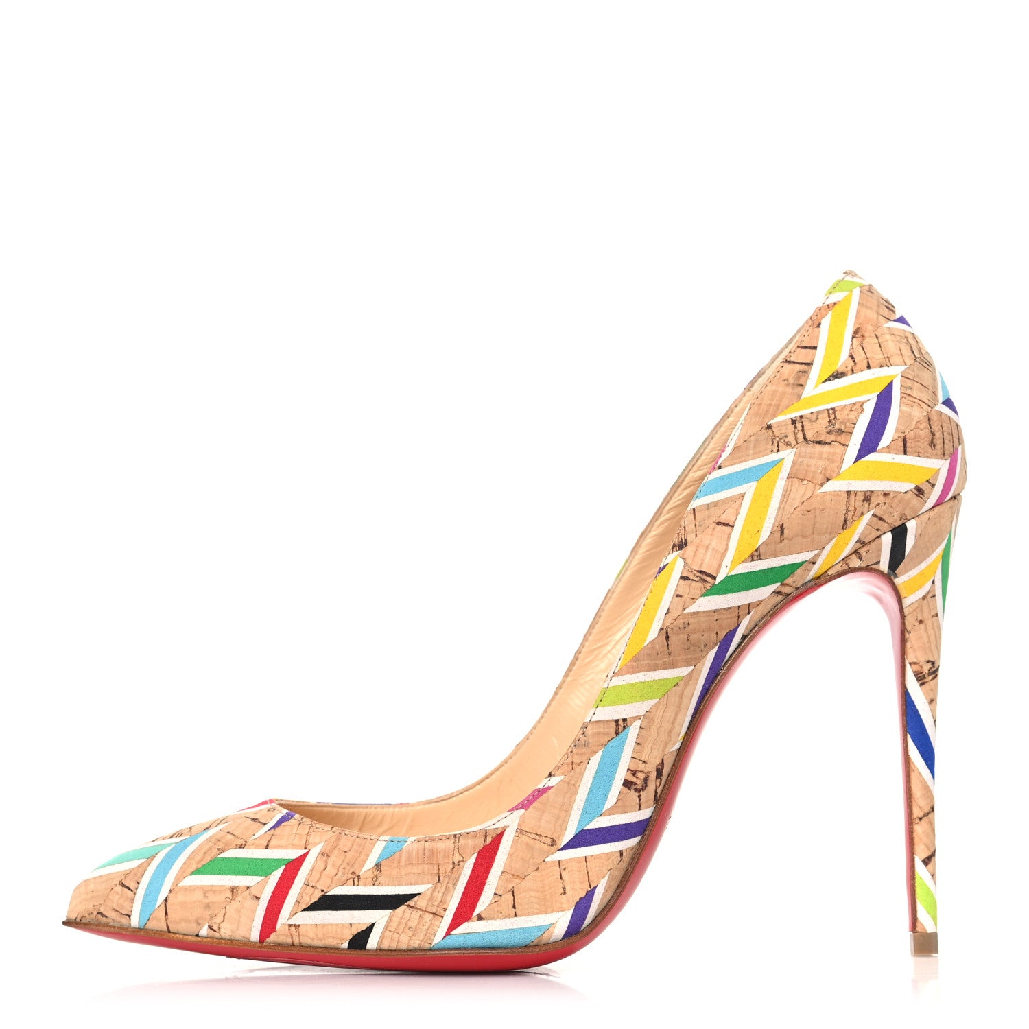 Christian Louboutin Cork Chevron Pigalle Follie 100 Pumps 38 Multicolor 1 of 8