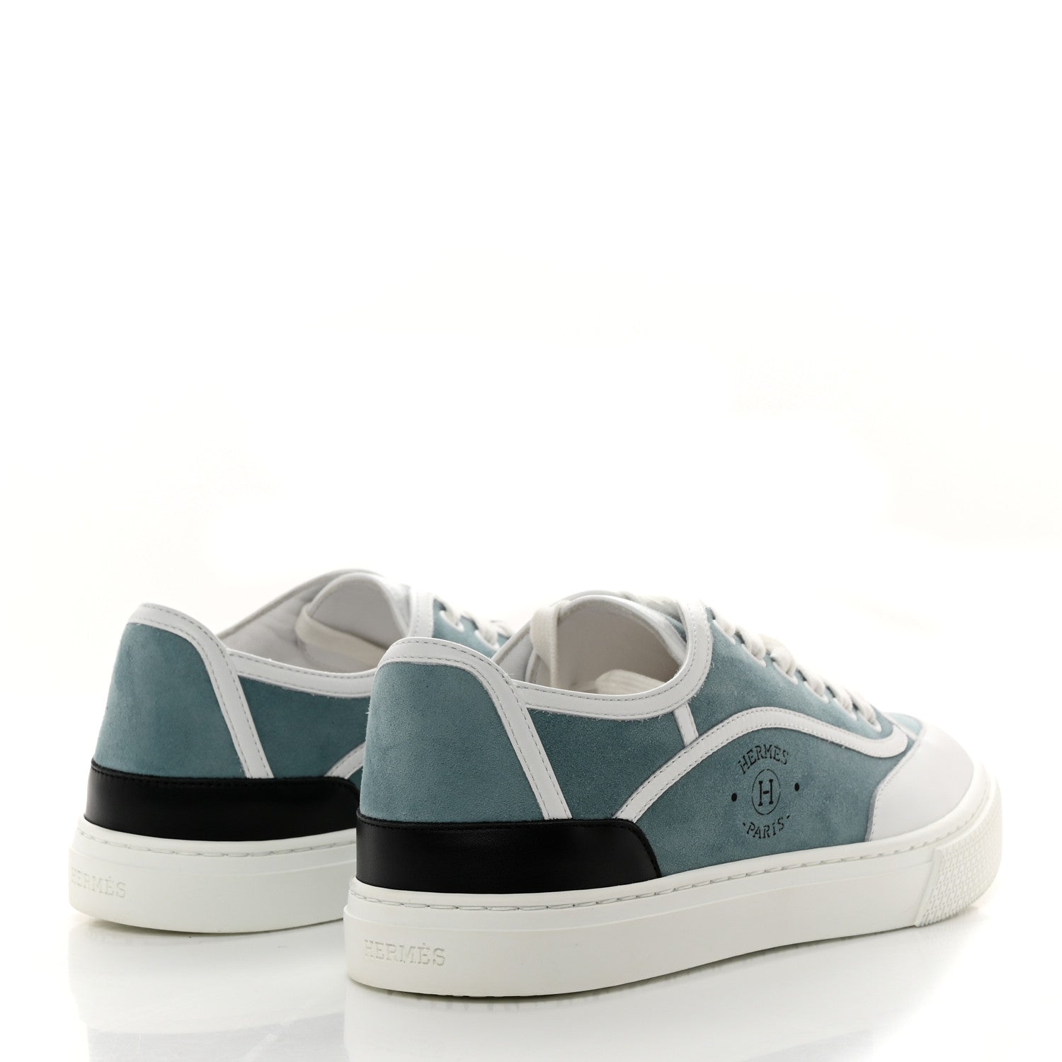 Hermes Suede Get Sneakers 39.5 Vert D'eau White 4 of 8