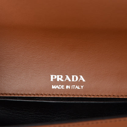 Prada City Calfskin Sidonie Shoulder Bag Black Cognac 8 of 9