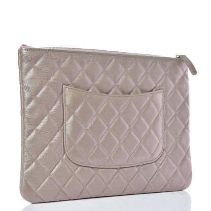 Chanel Iridescent Caviar Quilted Medium Cosmetic Case Beige 3 of 9