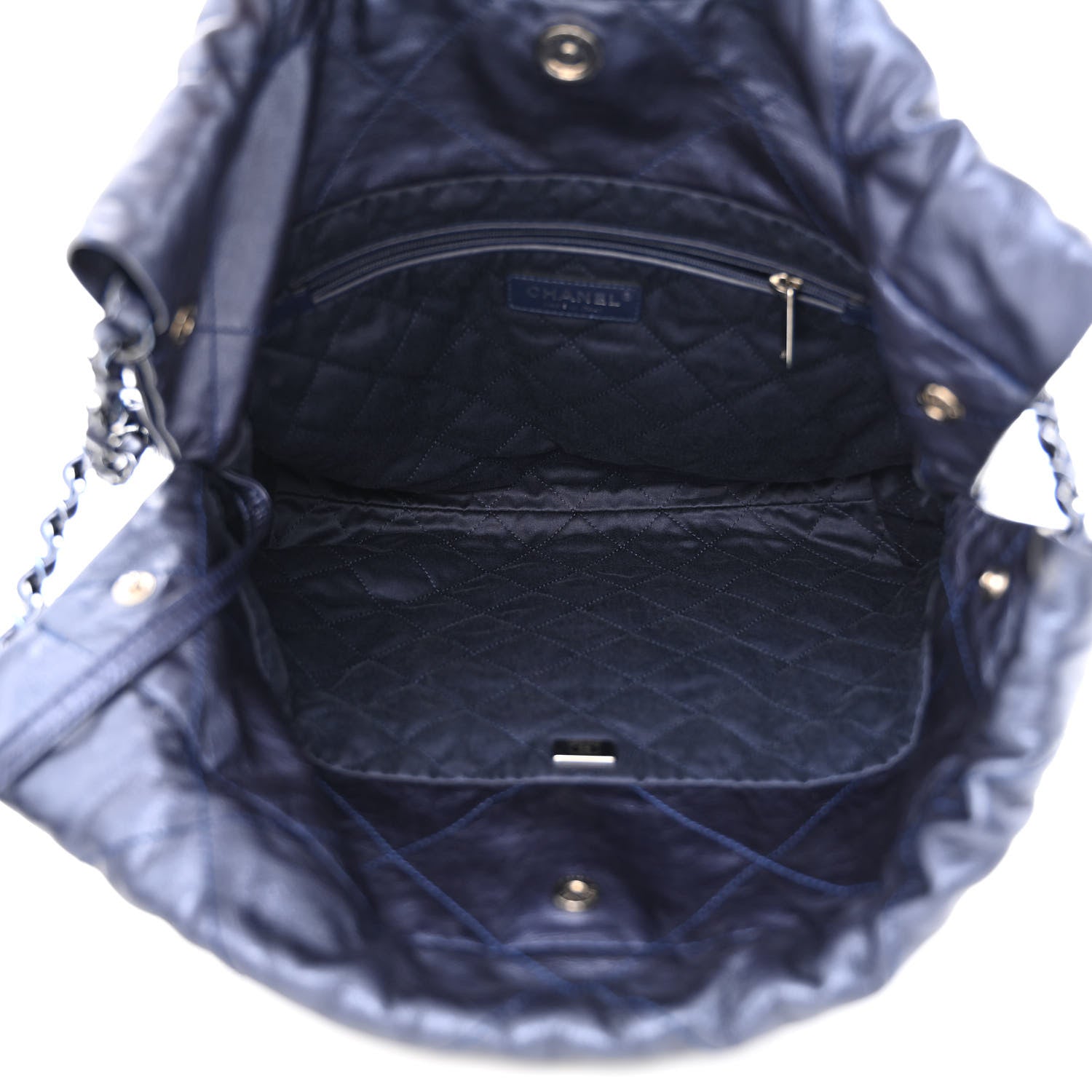 Chanel Metallic Calfskin Quilted Small Chanel 22 Navy Blue 6 of 11