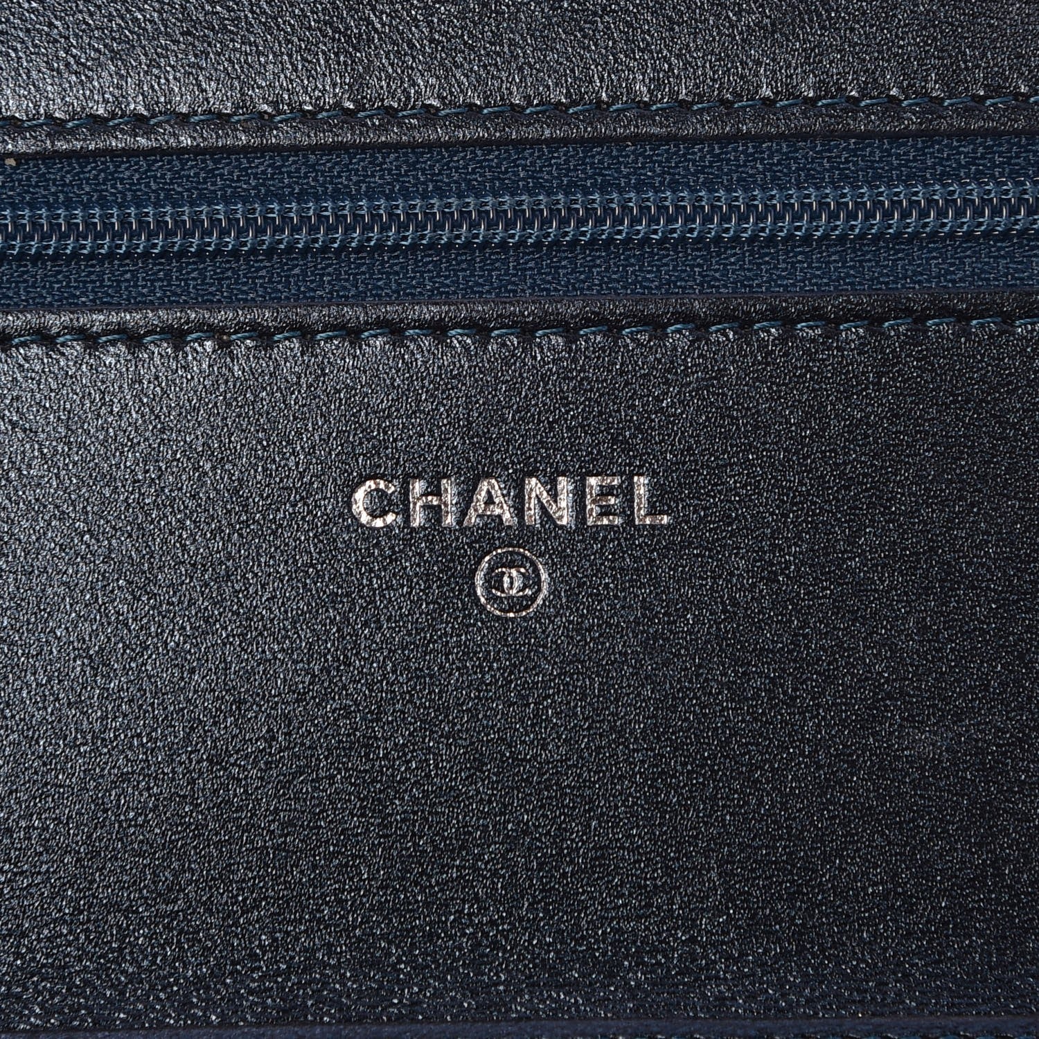 Chanel Iridescent Lizard Wallet on Chain WOC Blue 6 of 10