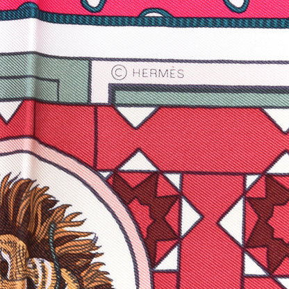 Hermes Silk La Danse Des Amazones Scarf 90 Fuchsia Vert White 4 of 4