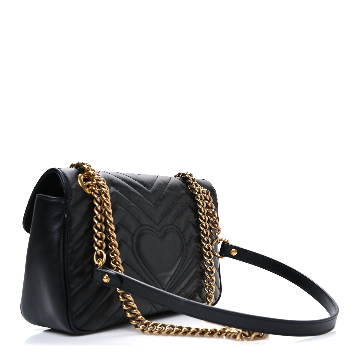 Calfskin Matelasse Small GG Marmont Shoulder Bag Black