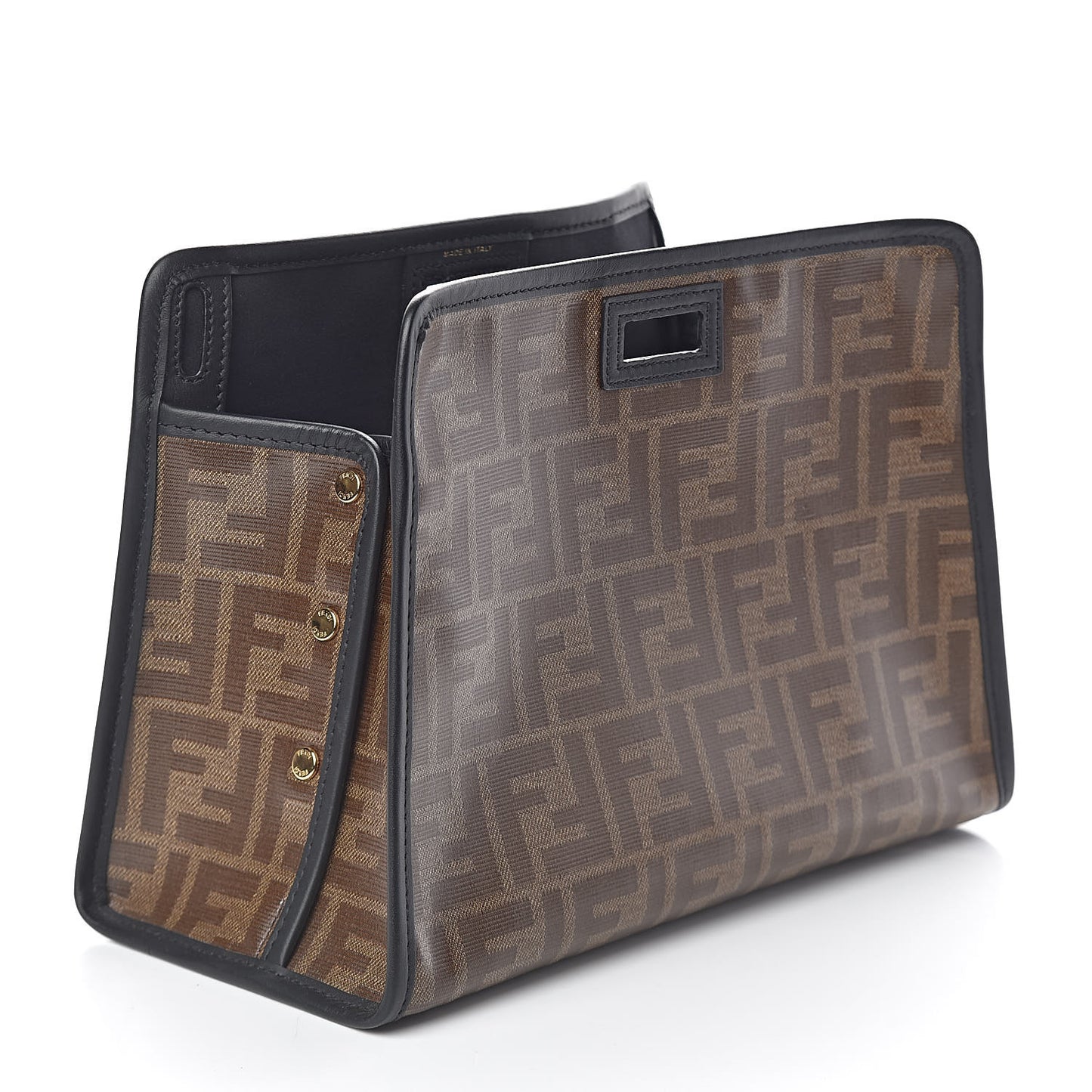 Glazed Fabric Vitello Century FF 1974 Stamp Patch Mini Peekaboo Defender Cover Mogano Panna Black