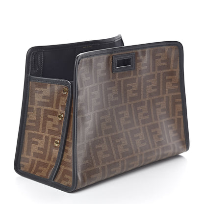 Fendi Glazed Fabric Vitello Century FF 1974 Stamp Patch Mini Peekaboo Defender Cover Mogano Panna Black 3 of 8