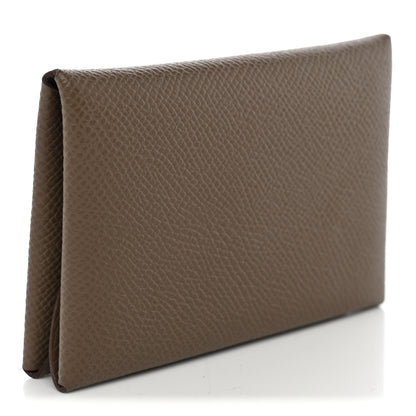 Hermes Epsom Calvi Duo Card Case Etoupe 3 of 8