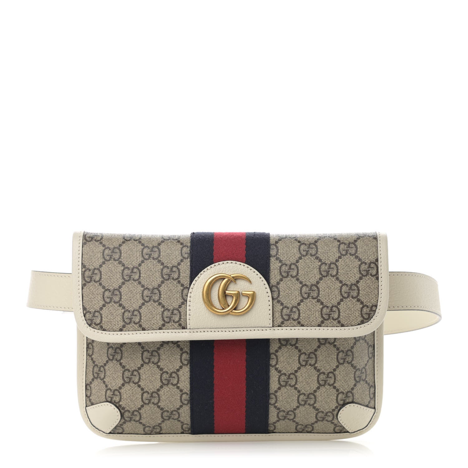Gucci GG Supreme Monogram Web Small Ophidia Belt Bag 100 40 Brown White 1 of 11