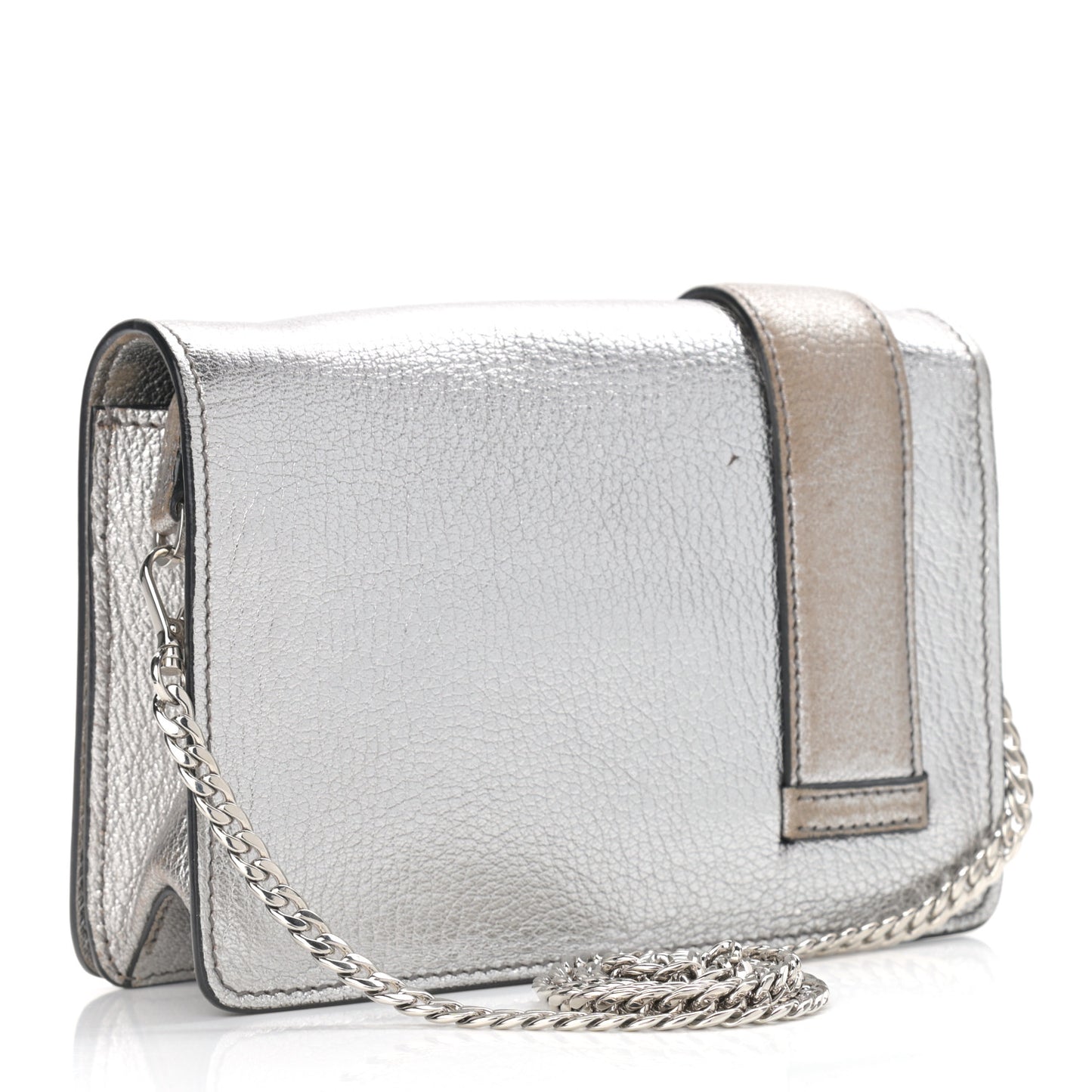 Metallic Goatskin Madras Crystal Embellished Shoulder Bag Cromo
