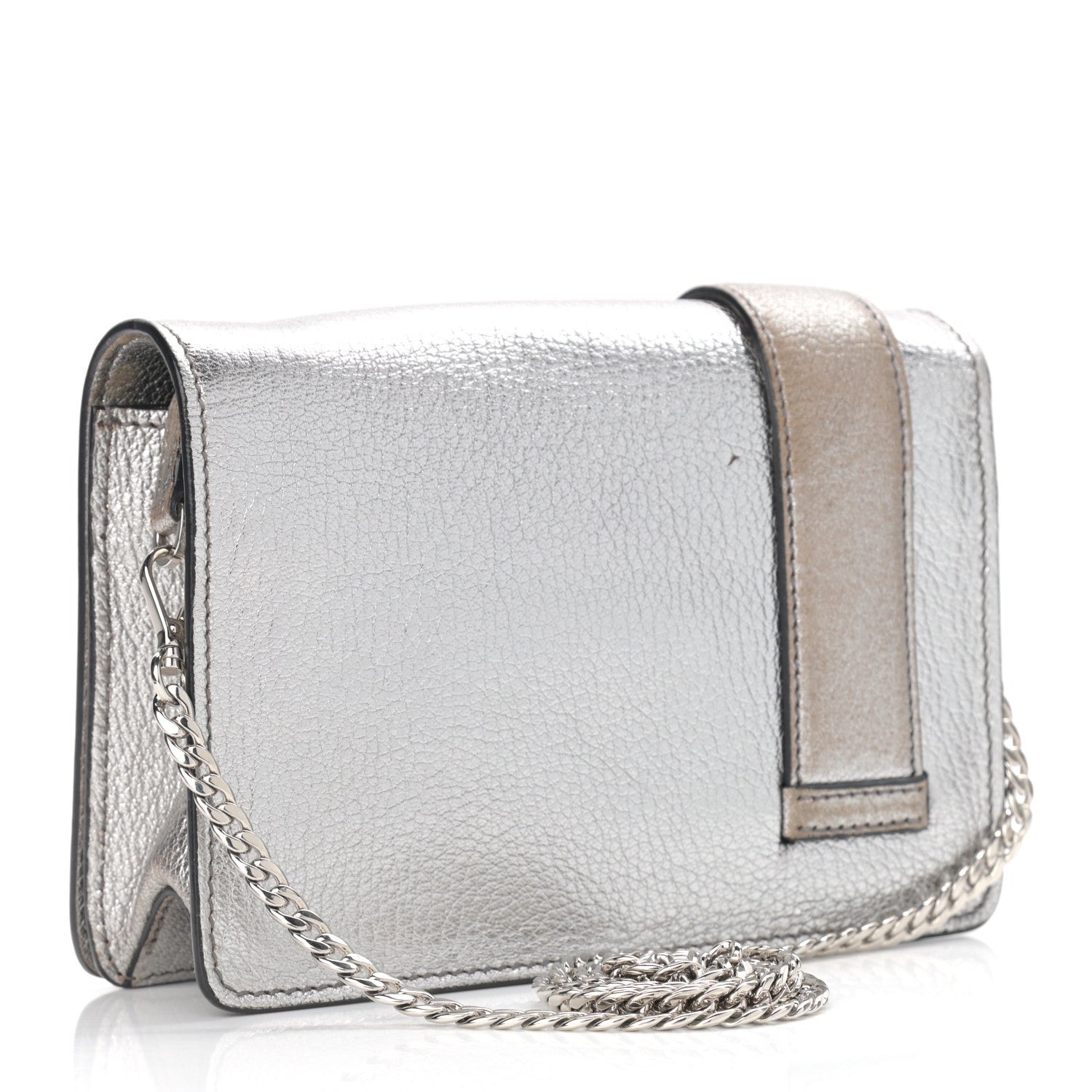 Miu Miu Metallic Goatskin Madras Crystal Embellished Shoulder Bag Cromo 3 of 12