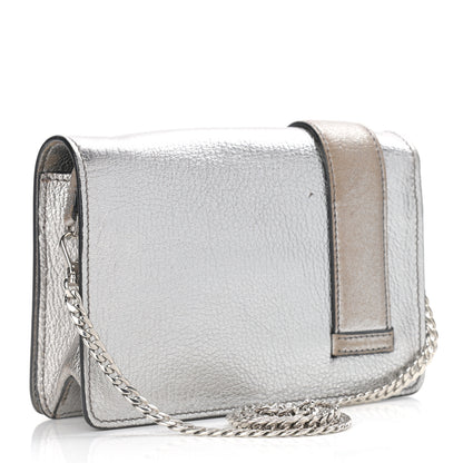 Miu Miu Metallic Goatskin Madras Crystal Embellished Shoulder Bag Cromo 3 of 12