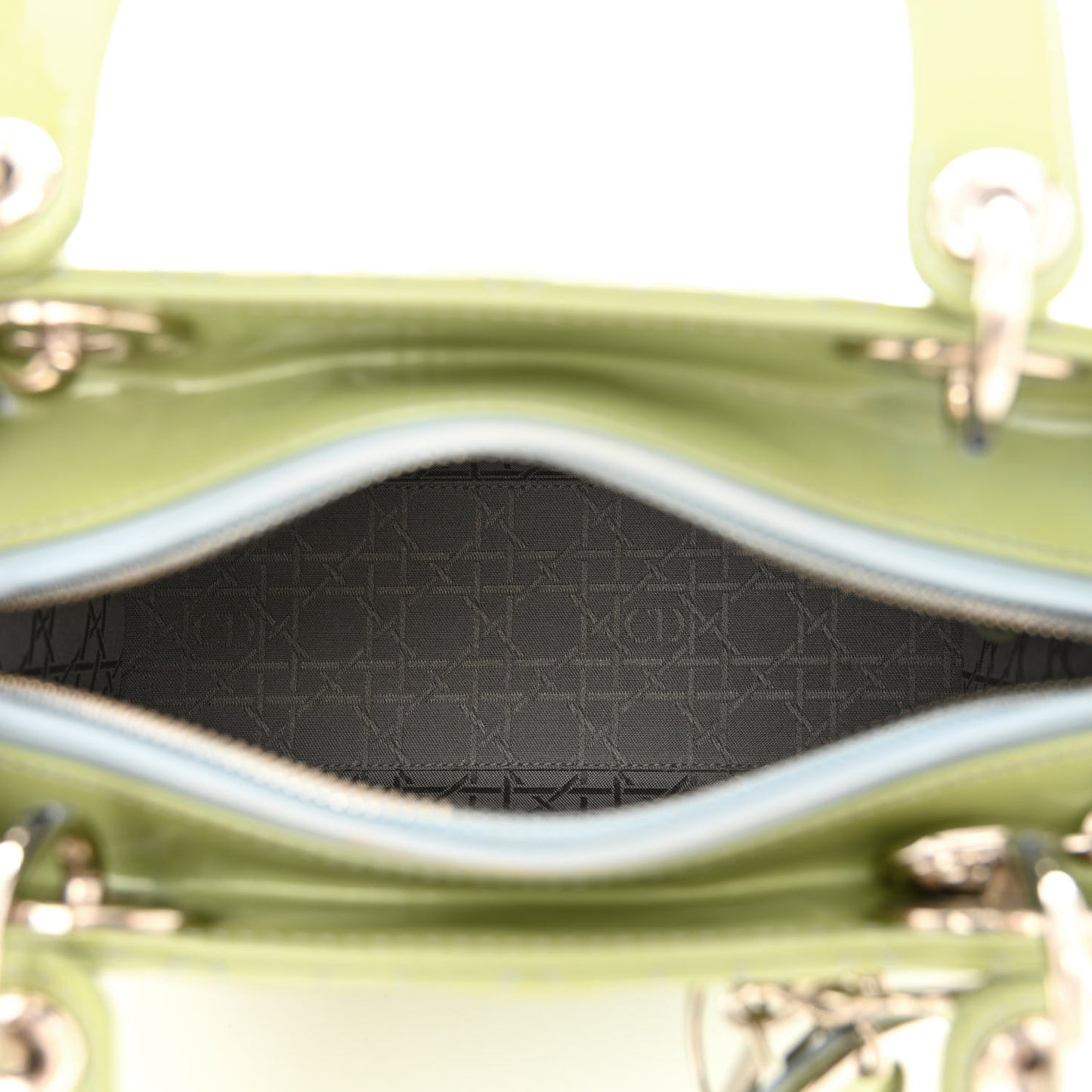 Patent Cannage Medium Lady Dior Blue Alcier