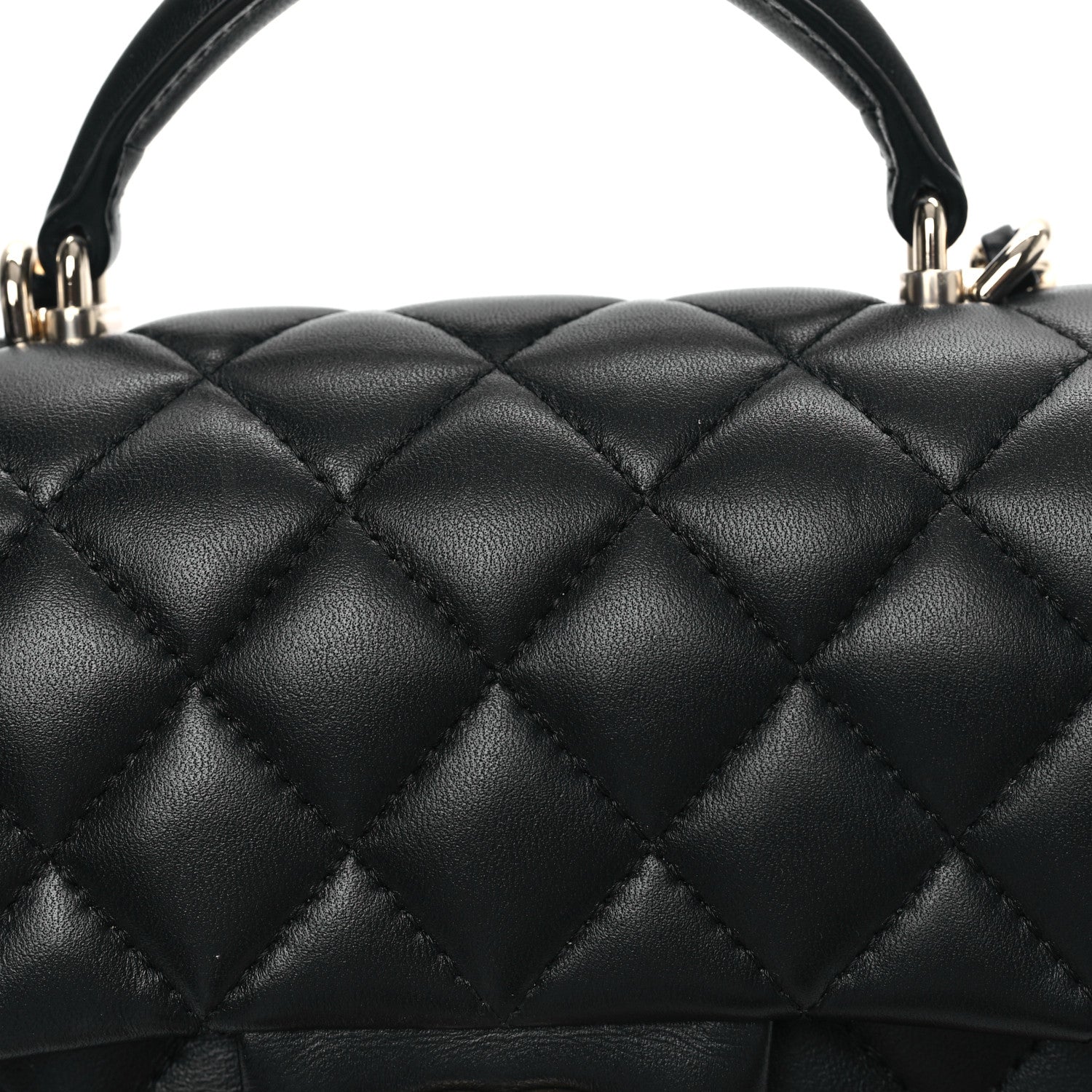 Chanel Lambskin Quilted Mini Top Handle Rectangular Flap Black 11 of 13