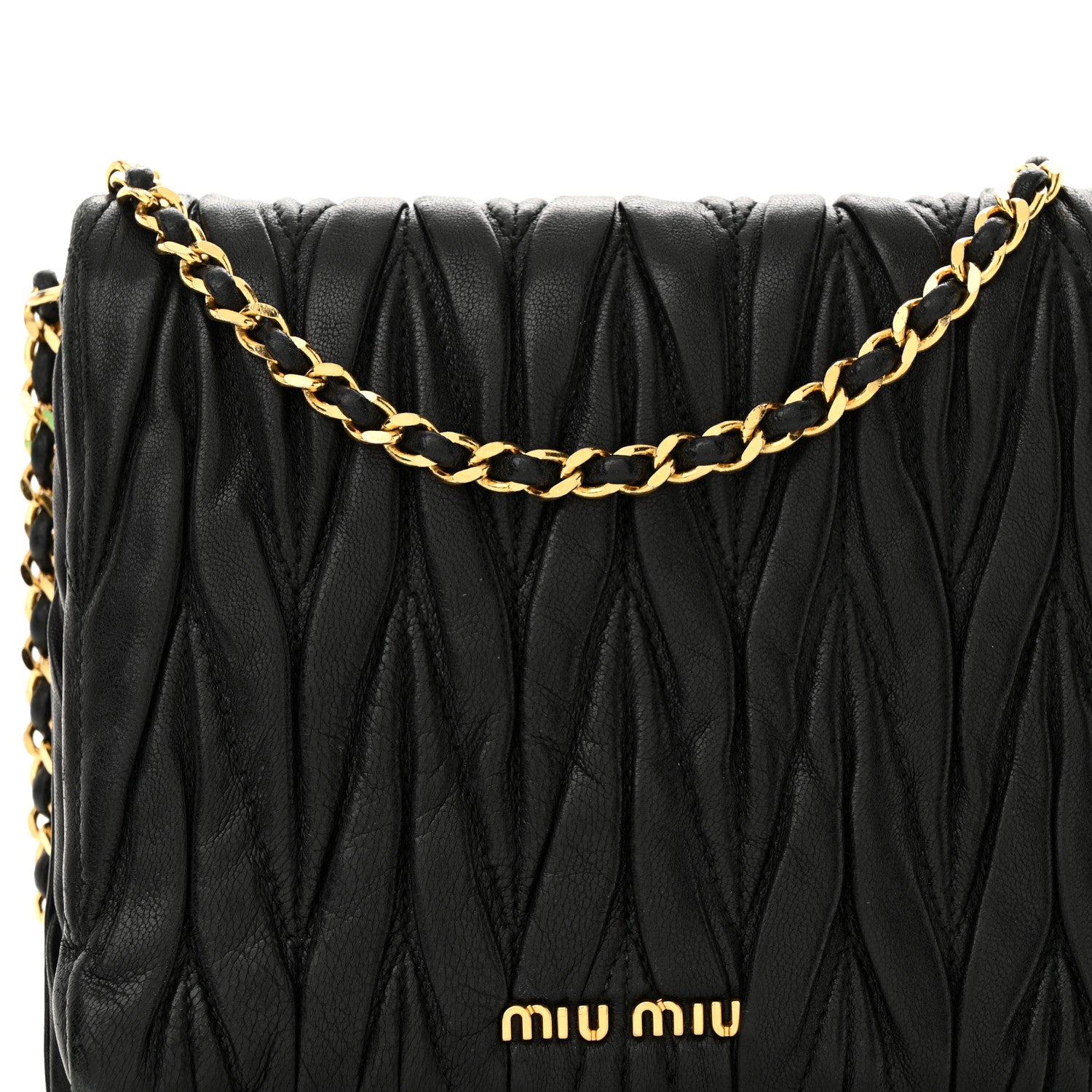 Miu Miu Nappa Matelasse Chain Crossbody Black 8 of 12