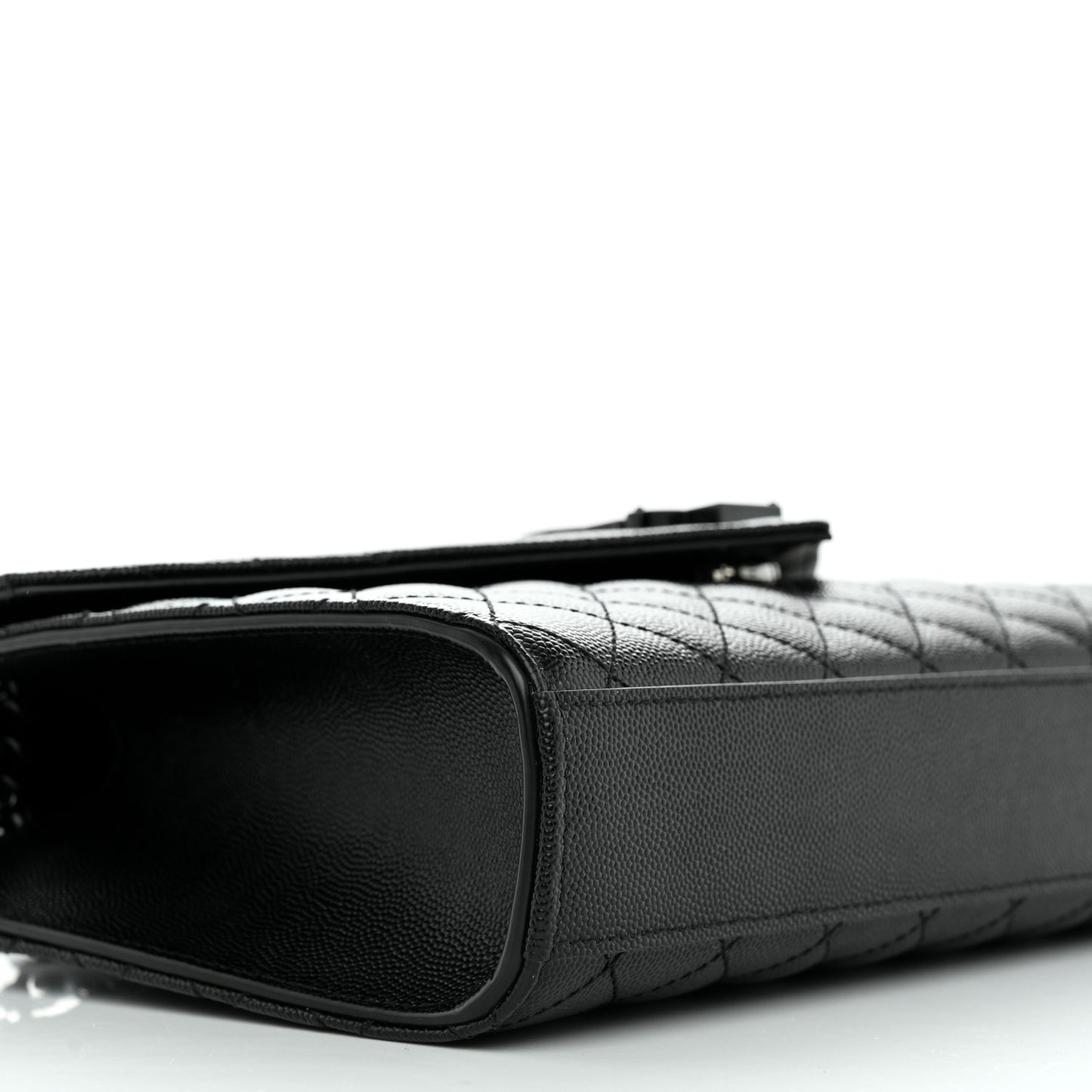 Grain De Poudre Textured Mixed Matelasse Triquilt Medium Monogram Monochrome Satchel Black
