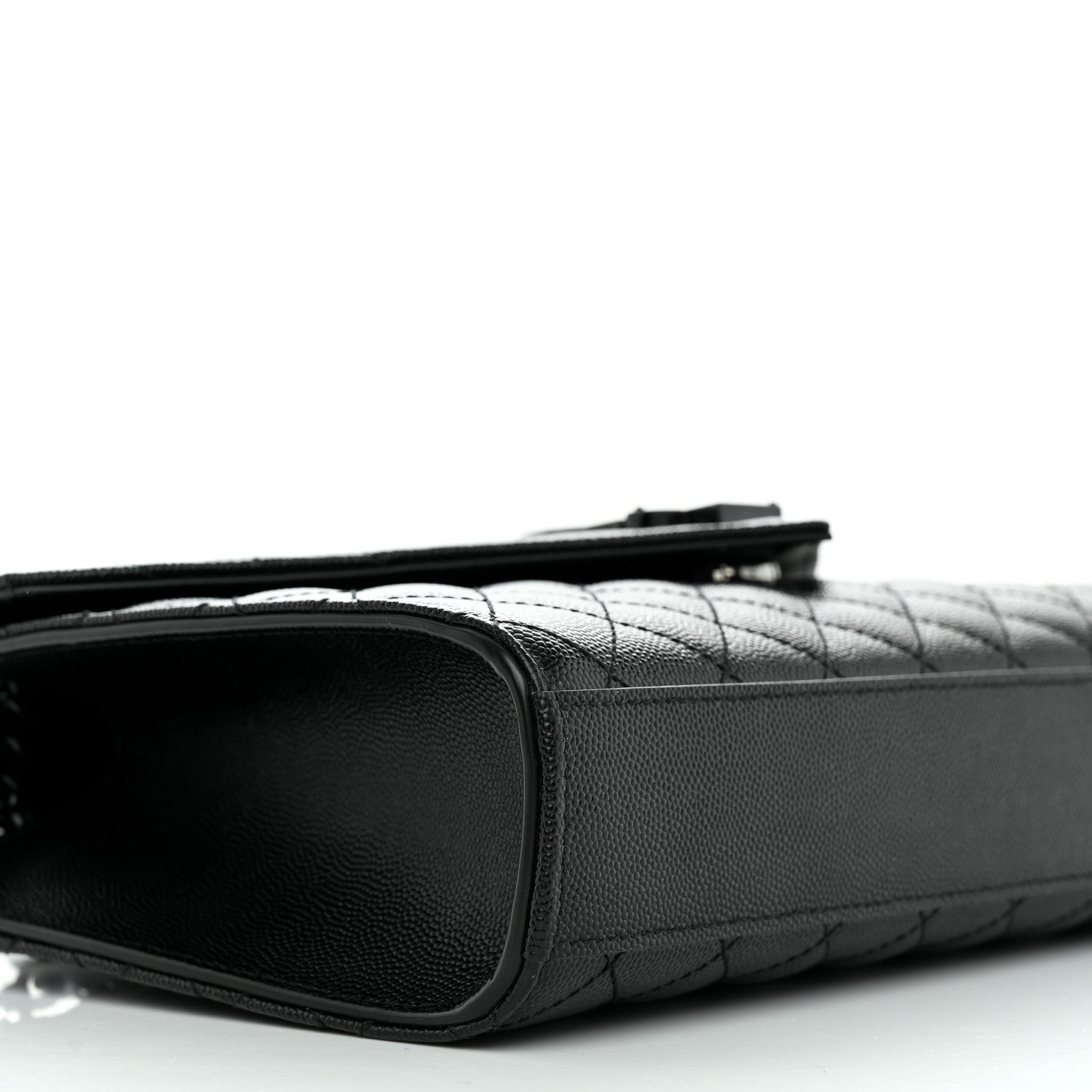 Saint Laurent Grain De Poudre Textured Mixed Matelasse Triquilt Medium Monogram Monochrome Satchel Black 8 of 9