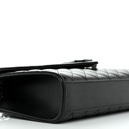 Saint Laurent Grain De Poudre Textured Mixed Matelasse Triquilt Medium Monogram Monochrome Satchel Black 8 of 9