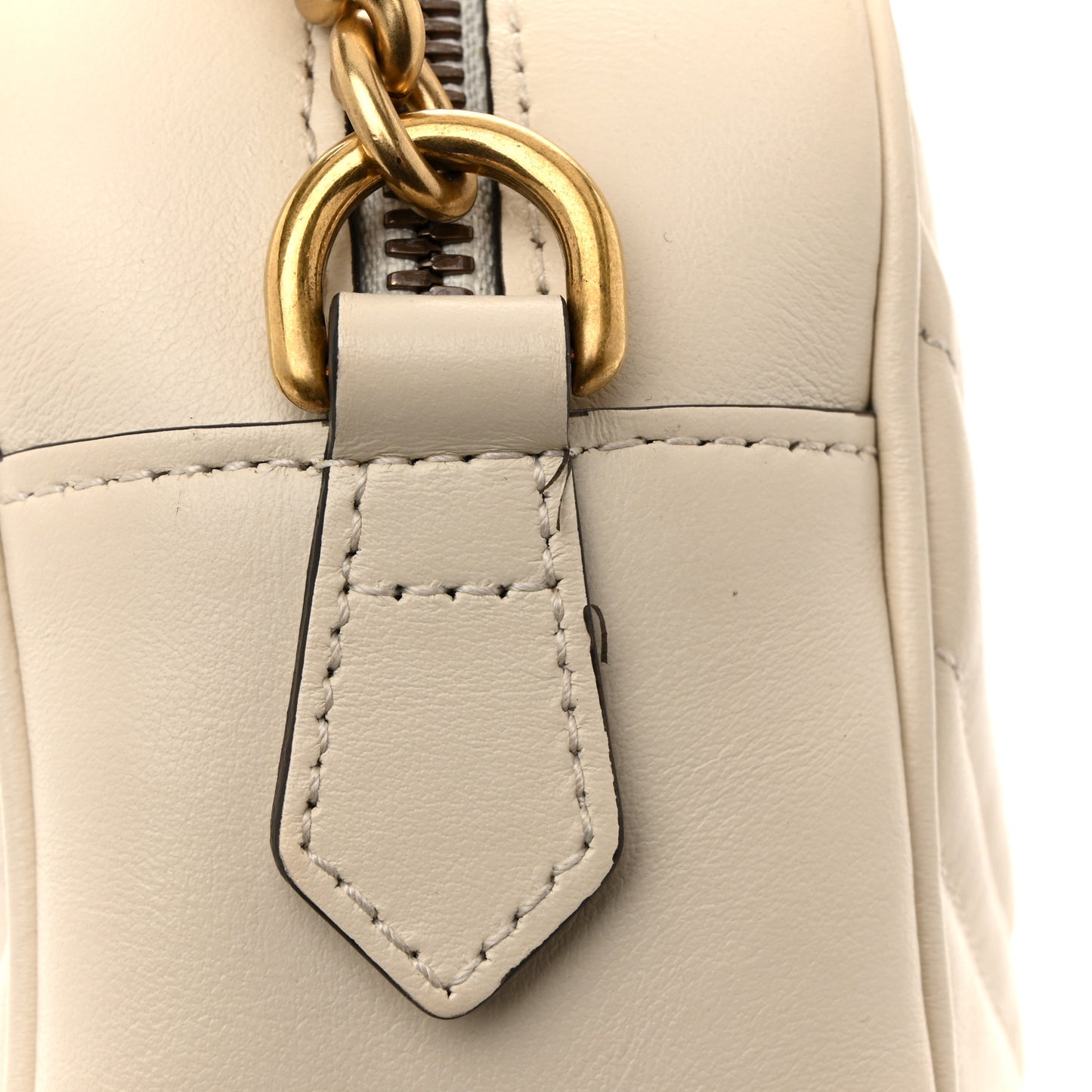 Calfskin Matelasse Small GG Marmont Chain Shoulder Bag White