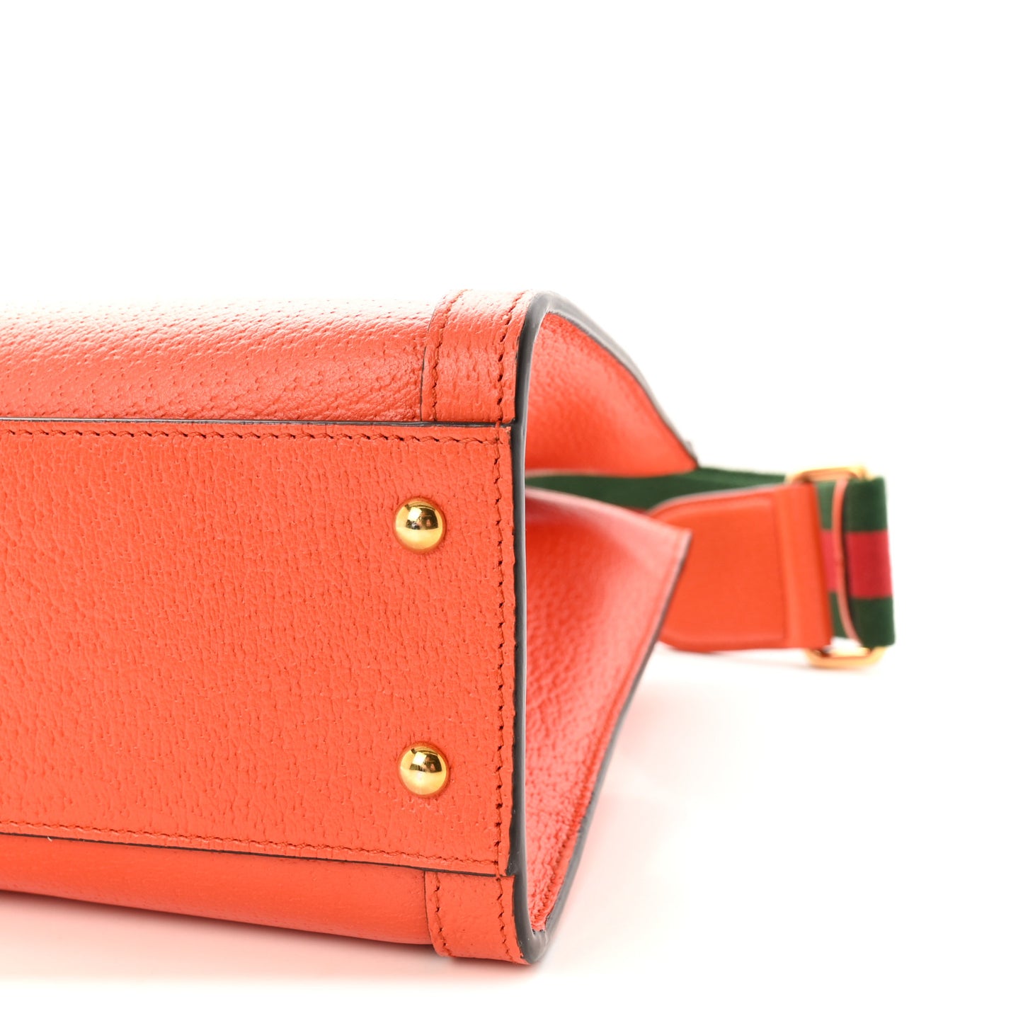 Textured Dollar Calfskin Web Small Diana Tote Bag Deep Orange