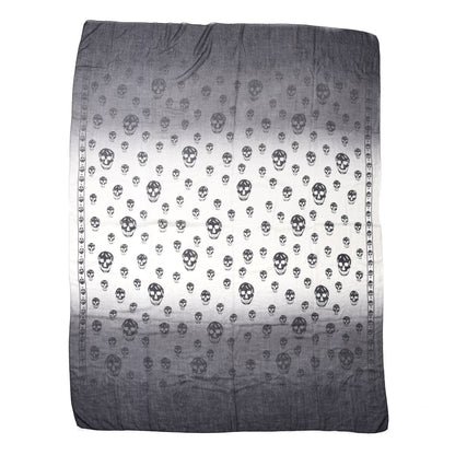 Alexander McQueen Azlon Modal Ombre Herringbone Skull Scarf Ivory Grey 1 of 2
