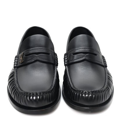 Saint Laurent Calfskin Womens Laurent Penny Loafers 37.5 Black 3 of 10