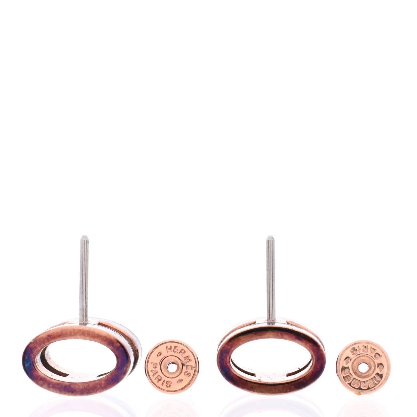 Rose Gold Lacquered Mini Pop H Earrings Black