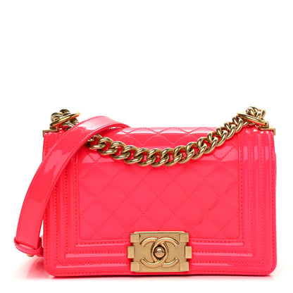 Chanel Patent Calfskin Quilted Small Boy Flap Pink 1 of 9