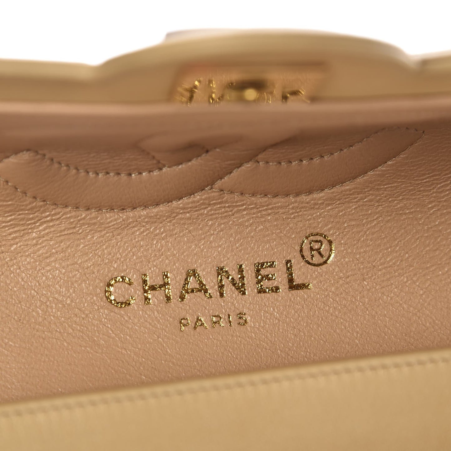 Lambskin Quilted Medium Single Flap Beige