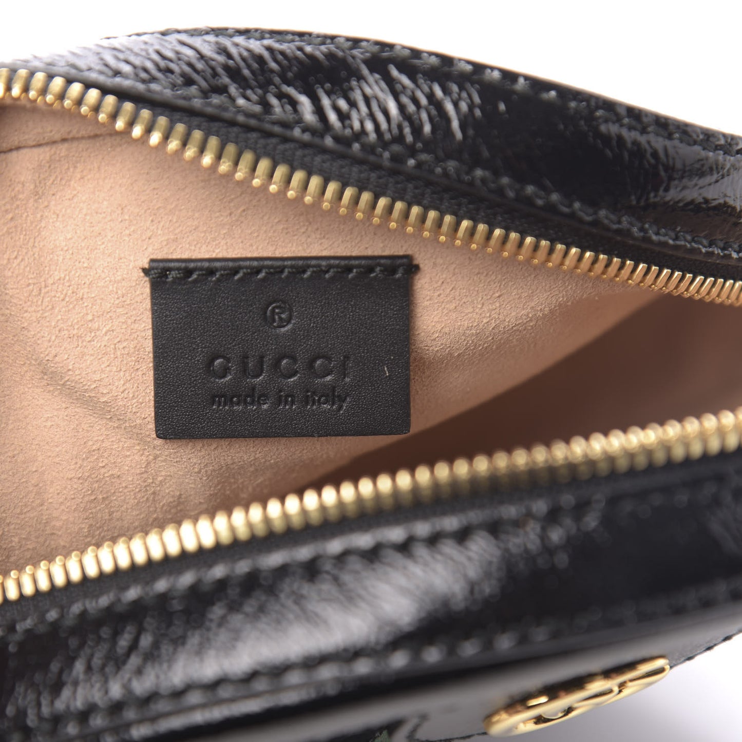 Suede Patent Web Mini Ophidia Round Shoulder Bag Black