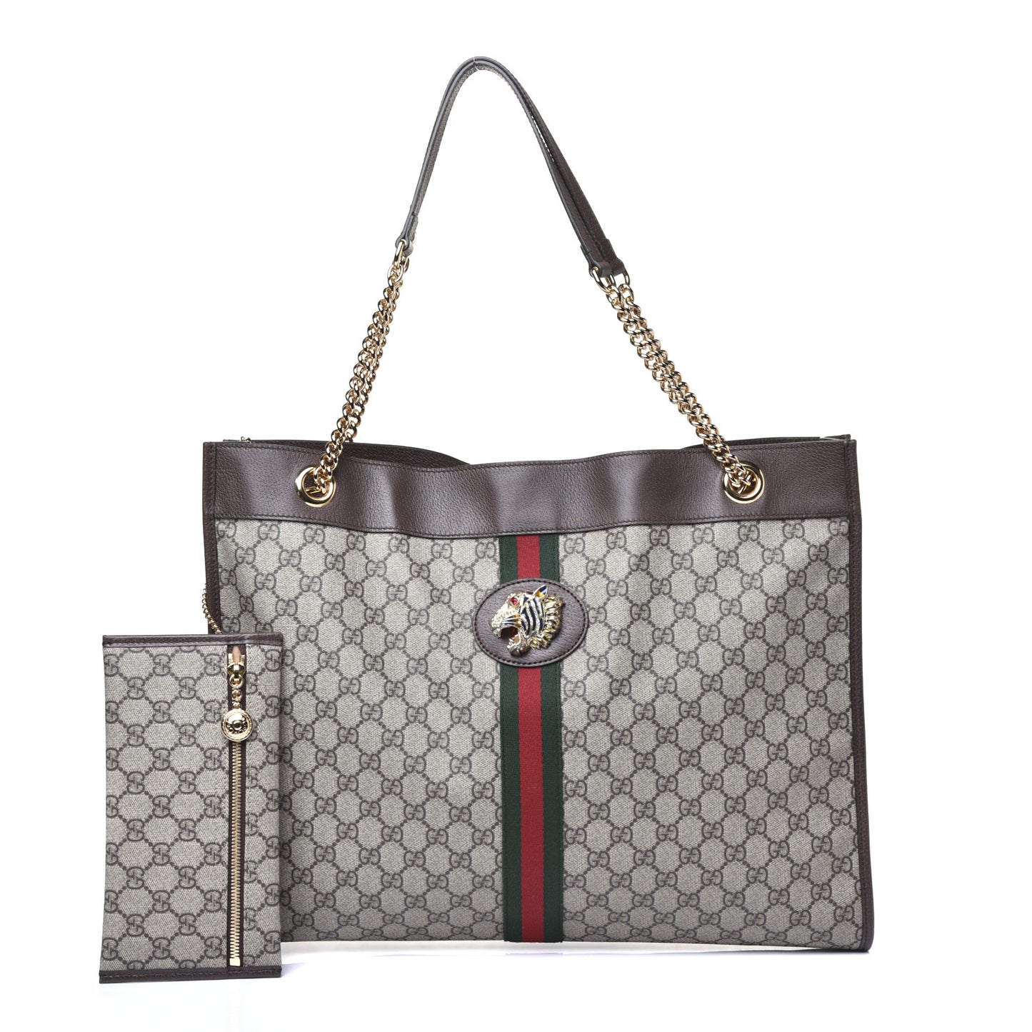 GG Supreme Monogram Large Rajah Chain Tote Beige New Acero